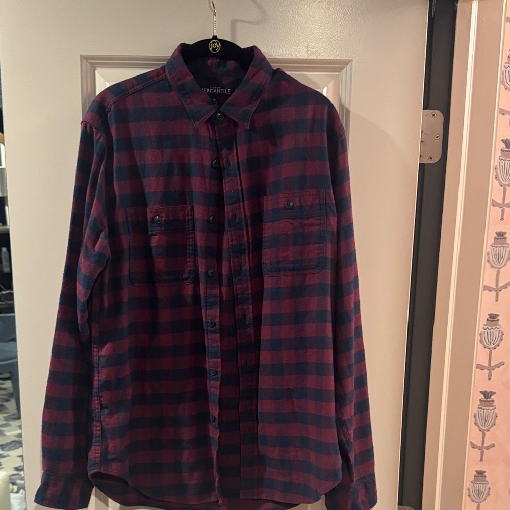 J Crew Mercantile Red and Blue Checkered Flannel Shirt. Size Medium